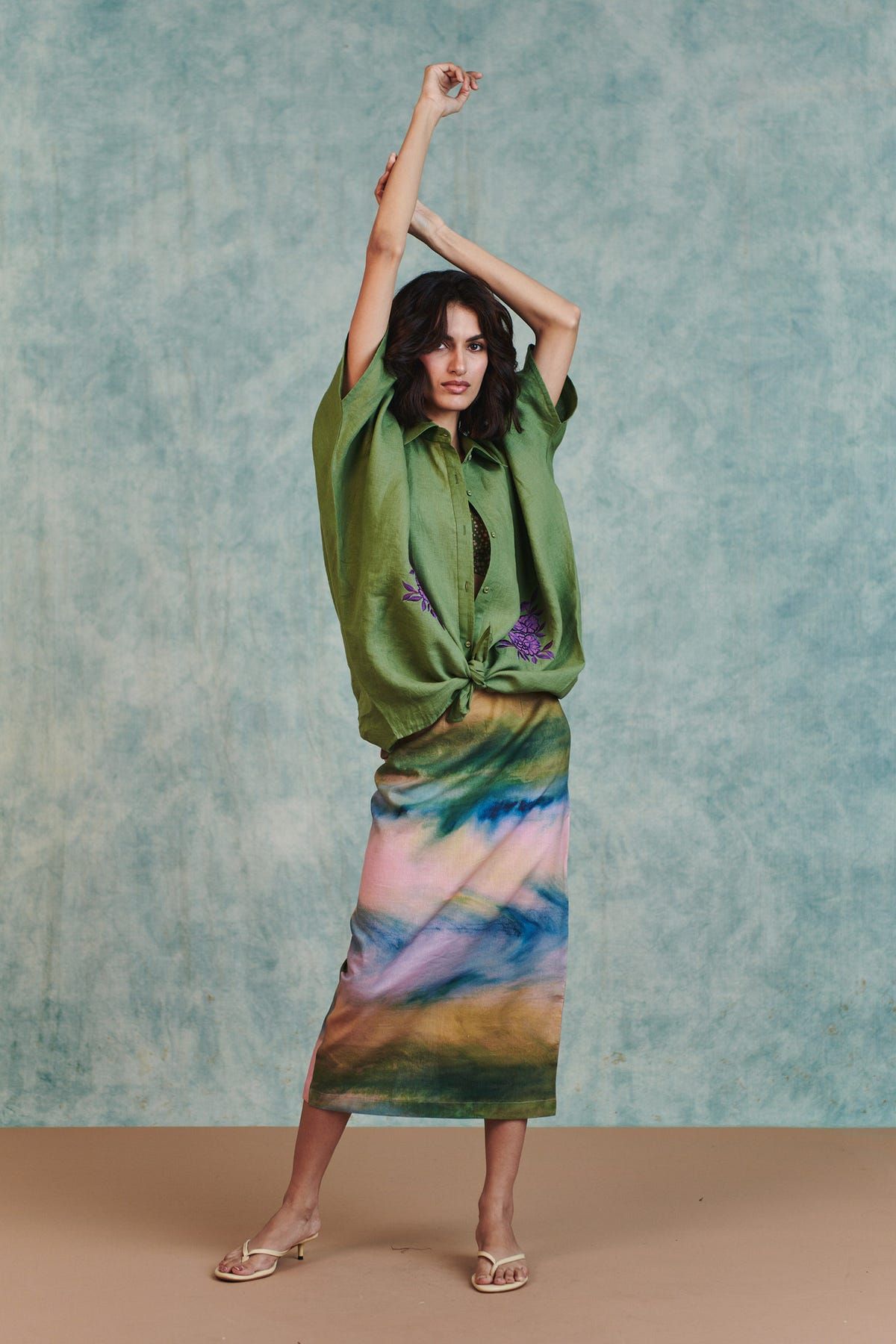 Prism Co-Linen Midi Skirt - image 12