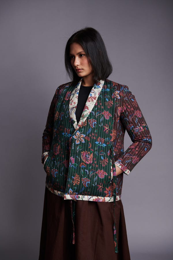 Saphed — Co-Linen Quilted Wrap Jacket