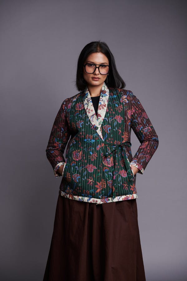 Saphed — Co-Linen Quilted Wrap Jacket