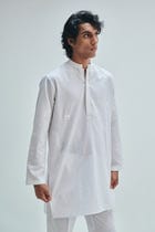 Taj Co-Linen Embroidered Men's Band Collar Kurta Set view 2
