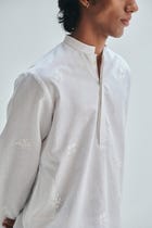 Taj Co-Linen Embroidered Men's Band Collar Kurta Set view 3