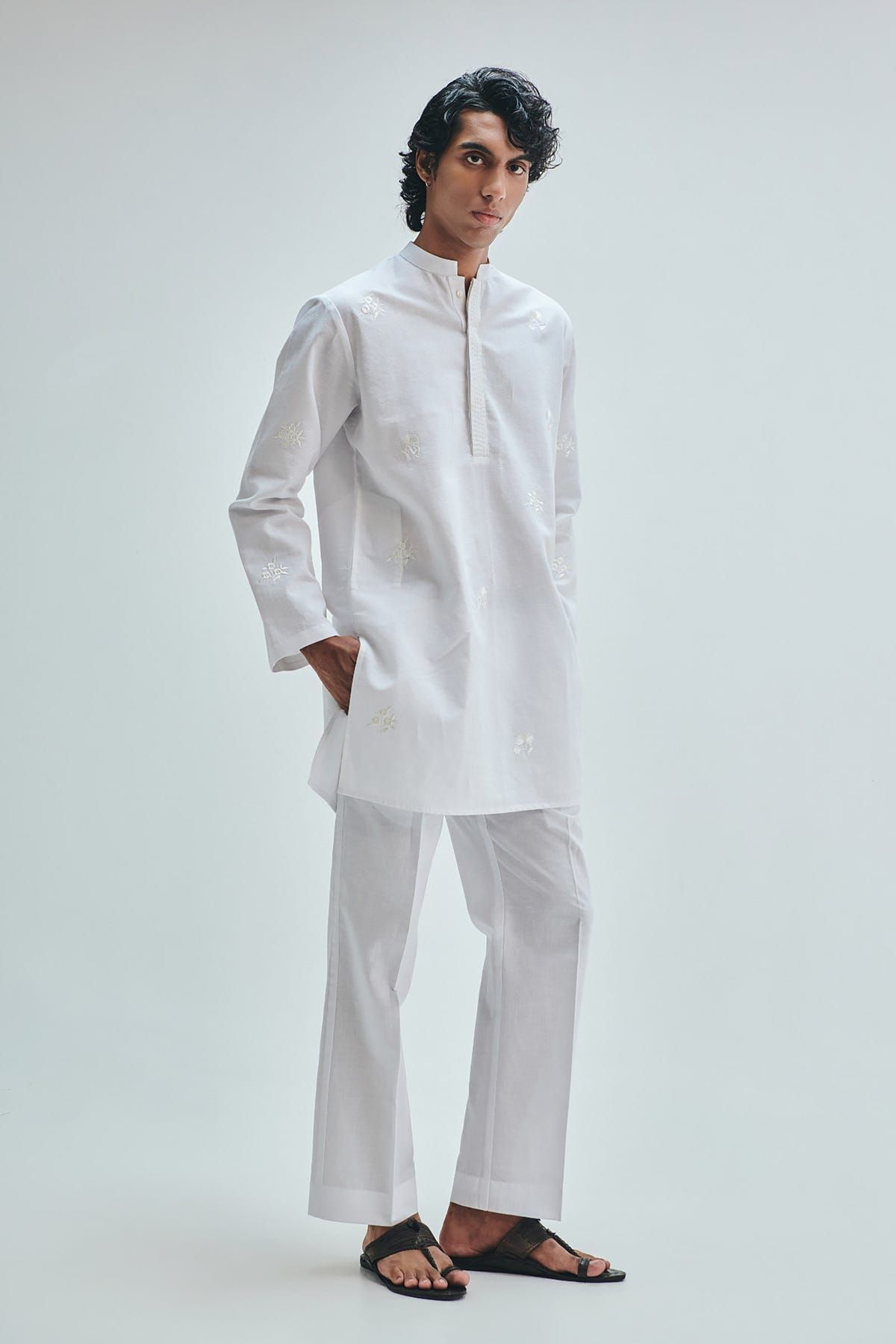 Taj Co-Linen Embroidered Men's Band Collar Kurta Set - image 4