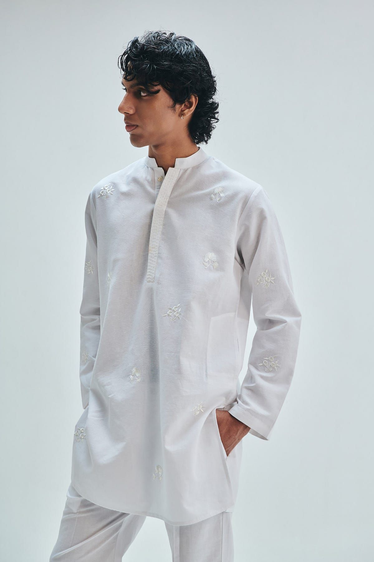 Taj Co-Linen Embroidered Men's Band Collar Kurta Set - image 5