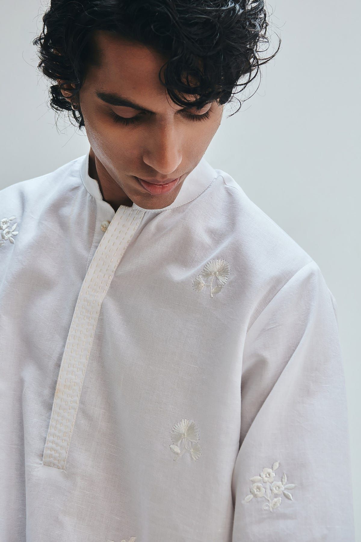 Taj Co-Linen Embroidered Men's Band Collar Kurta Set - image 6