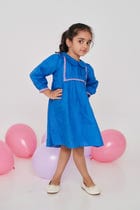 Santorini Linen Girls Peter Pan Collar Dress - Sale view 1