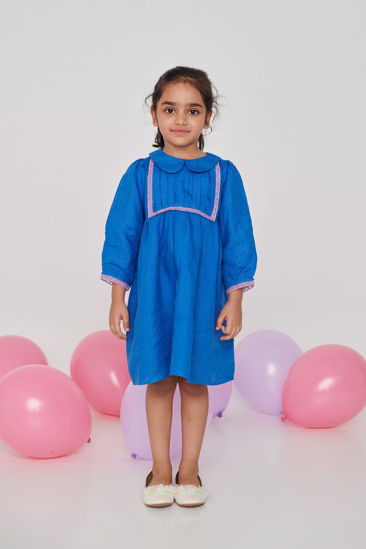 Santorini Linen Girls Peter Pan Collar Dress - Sale - image 3