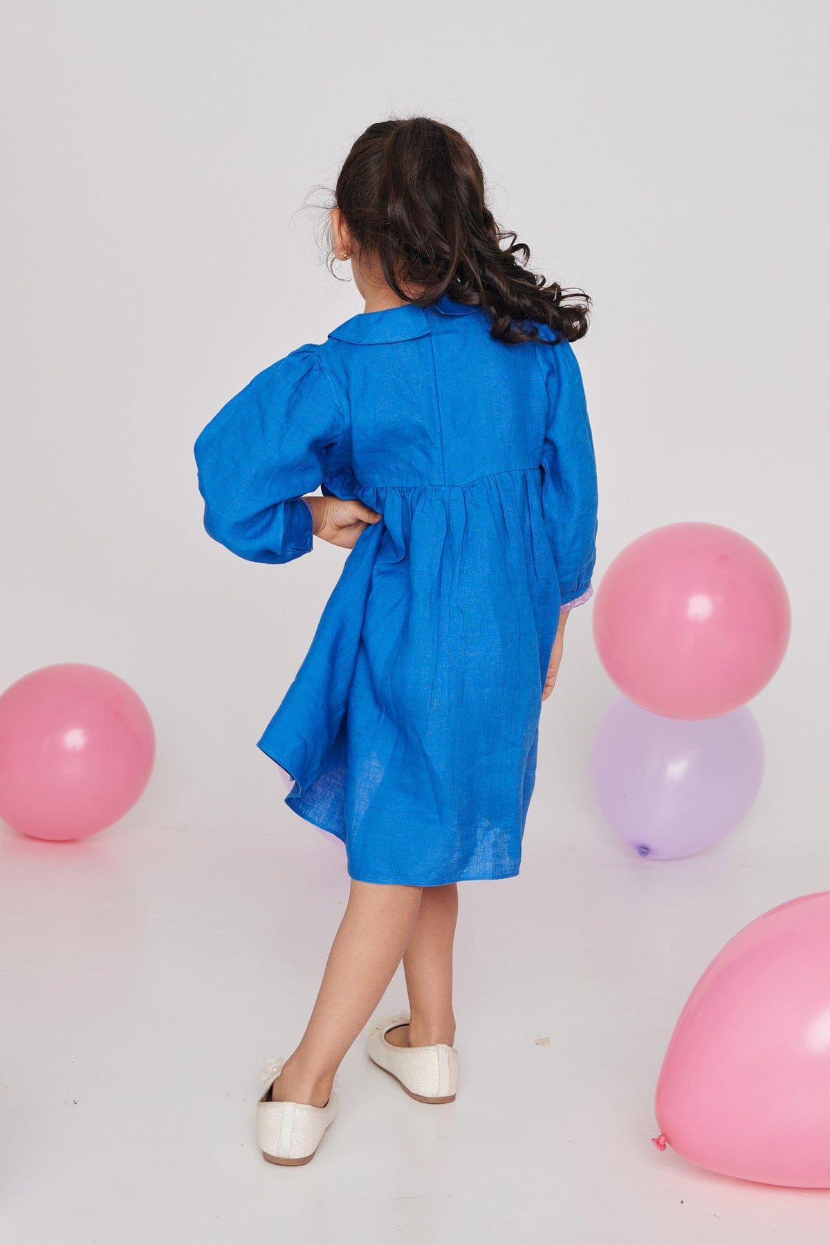 Santorini Linen Girls Peter Pan Collar Dress - Sale - image 5