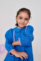 Santorini Linen Girls Peter Pan Collar Dress - Sale view 6