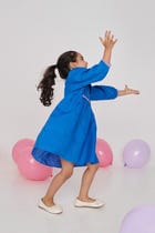 Santorini Linen Girls Peter Pan Collar Dress - Sale view 7