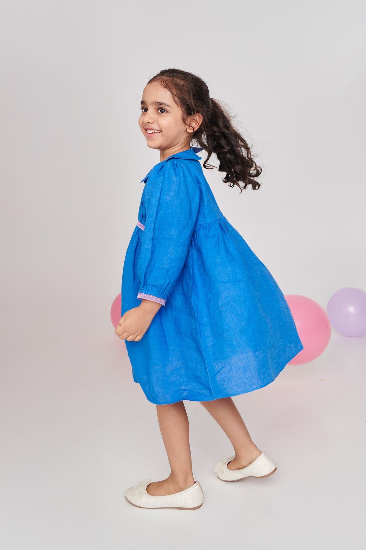 Santorini Linen Girls Peter Pan Collar Dress - Sale - image 8