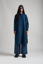 Indigo Linen Shirt Dress view 1