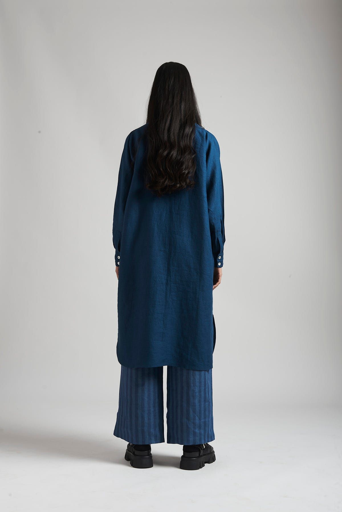 Indigo Linen Shirt Dress - image 5
