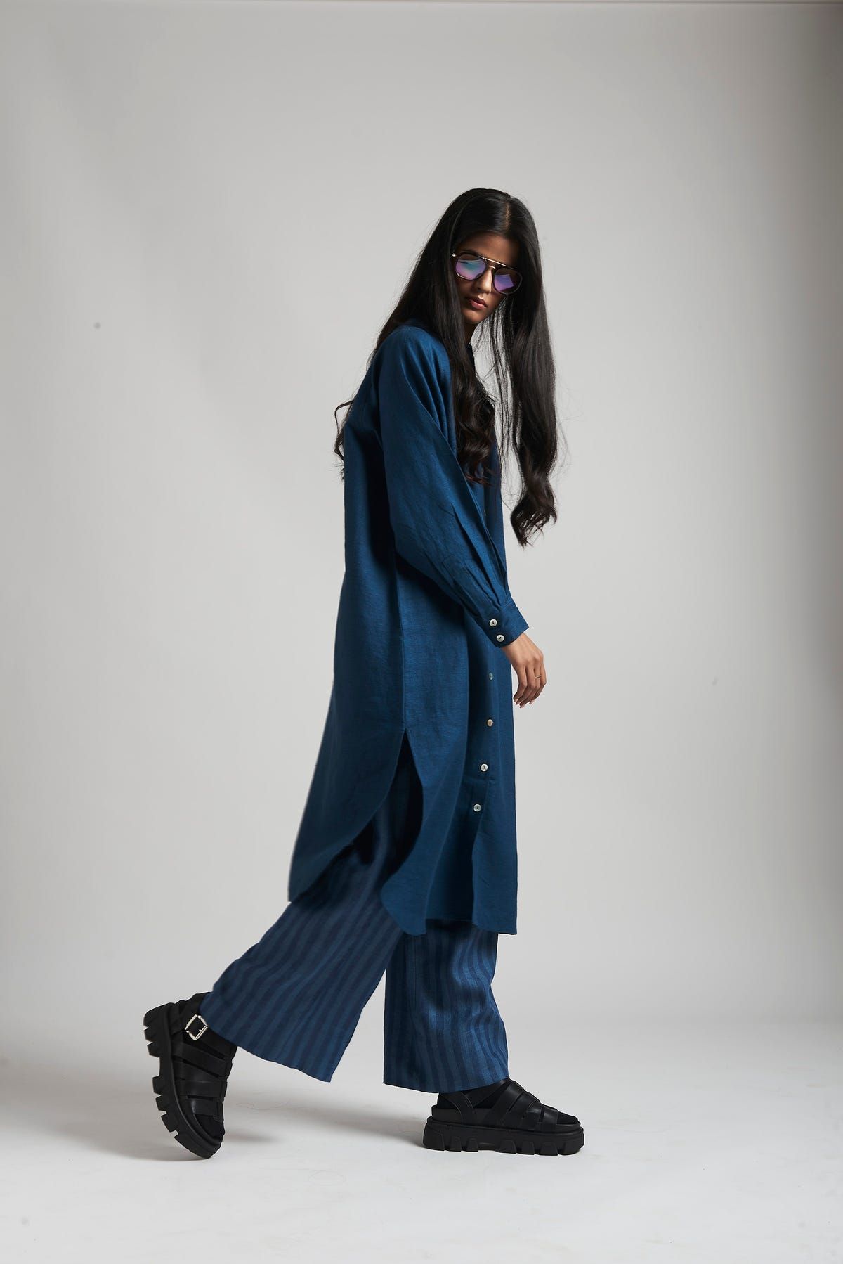 Indigo Linen Shirt Dress - image 6