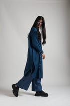 Indigo Linen Shirt Dress view 6