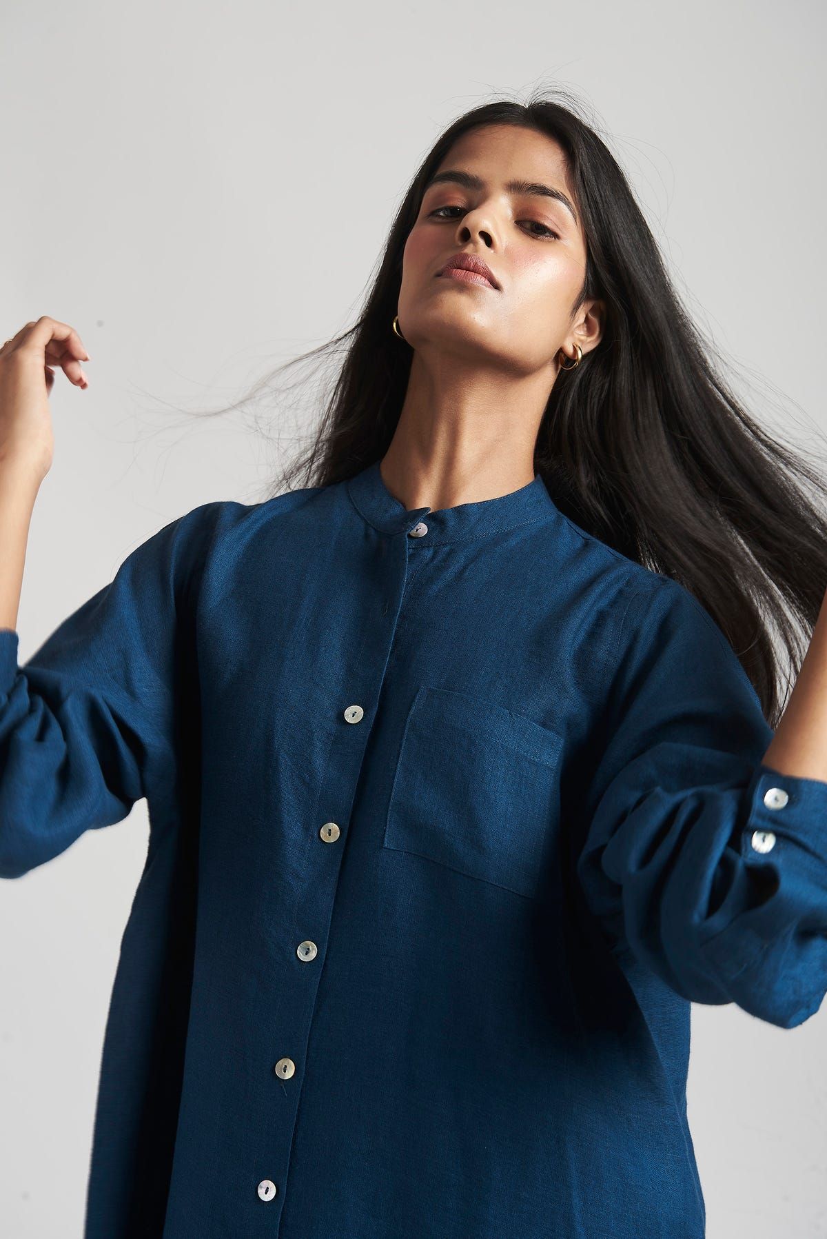 Indigo Linen Shirt Dress - image 7