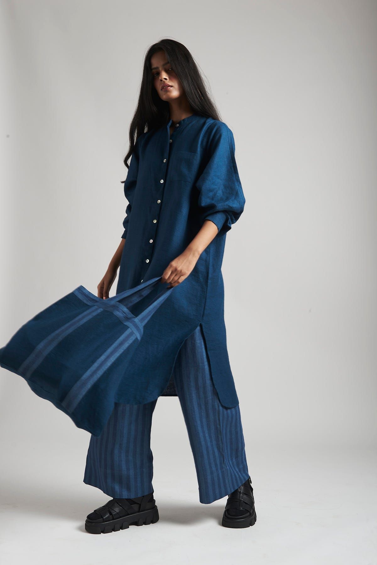 Indigo Linen Shirt Dress - image 8