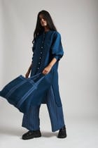 Indigo Linen Shirt Dress view 8