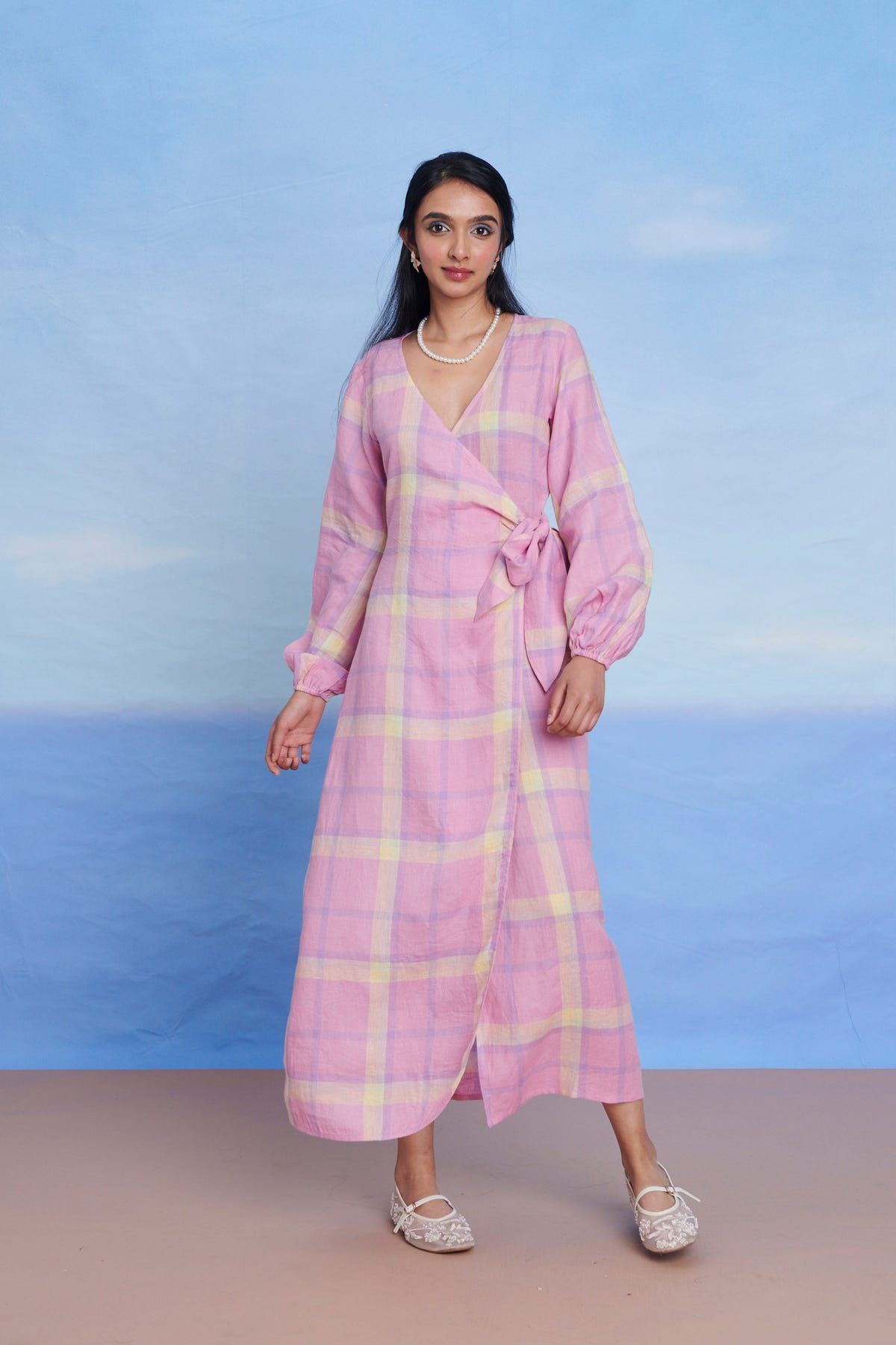 Cassata Linen Wrap Billow Dress - Sale - image 1