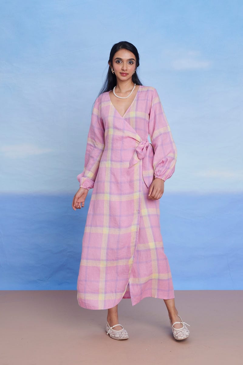 Cassata Linen Wrap Billow Dress - Sale