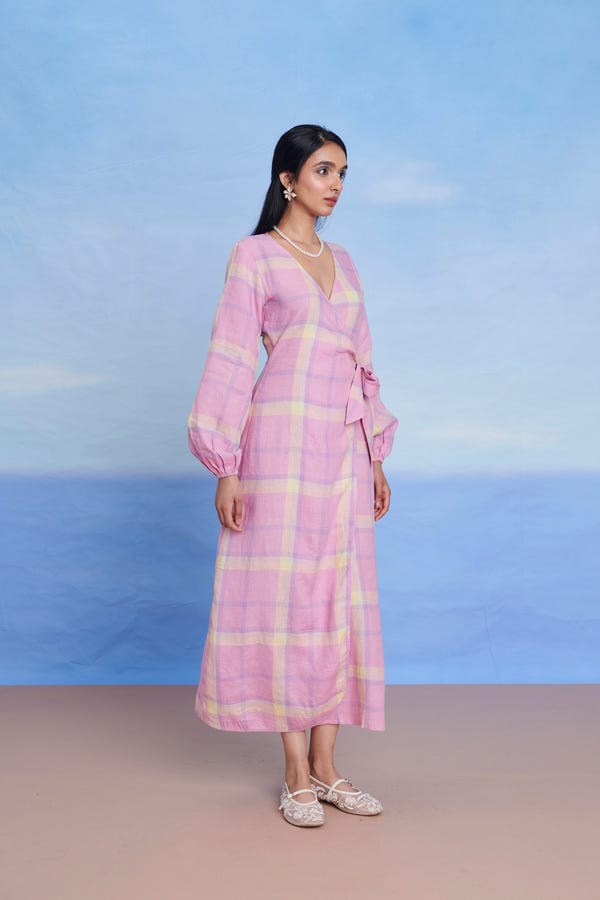 Saphed — Cassata Linen Wrap Billow Dress - Sale