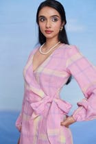 Cassata Linen Wrap Billow Dress - Sale view 7