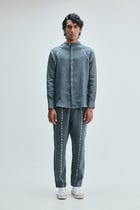 Slate Linen Embroidered Men's Tapered Lounge Pants view 3