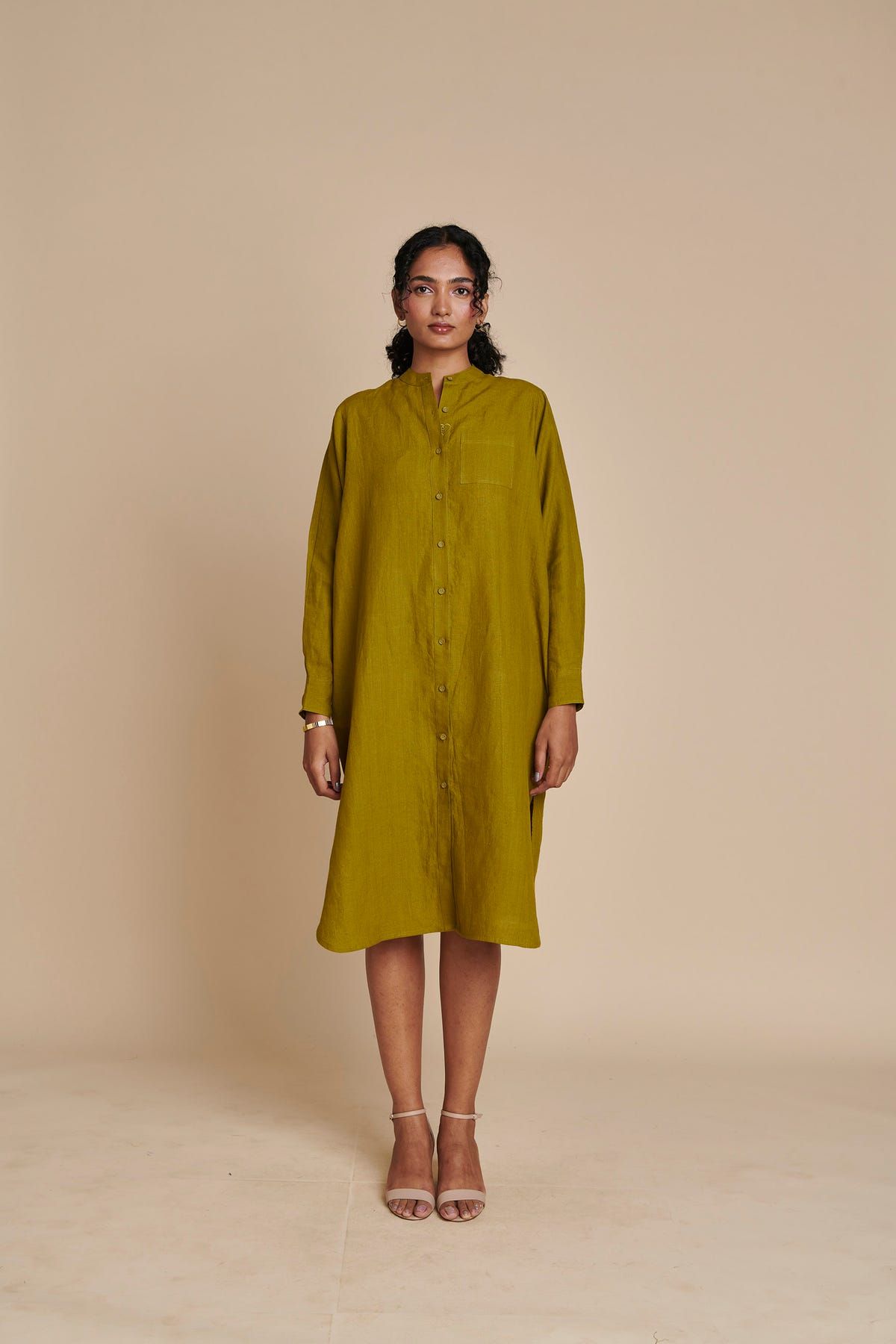Mehendi Linen Shirt Dress - image 1