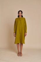 Mehendi Linen Shirt Dress view 1