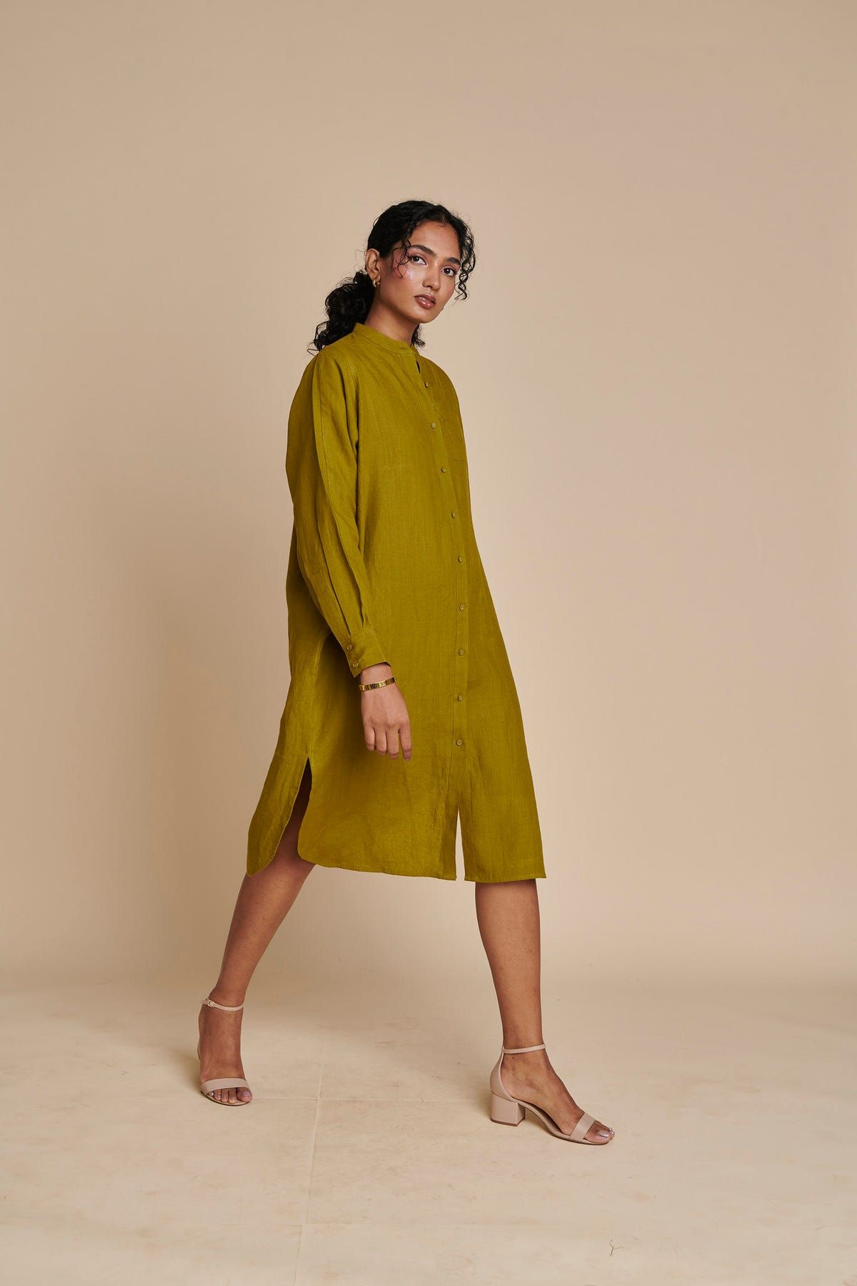 Mehendi Linen Shirt Dress - image 2