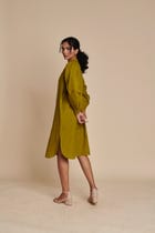 Mehendi Linen Shirt Dress view 3
