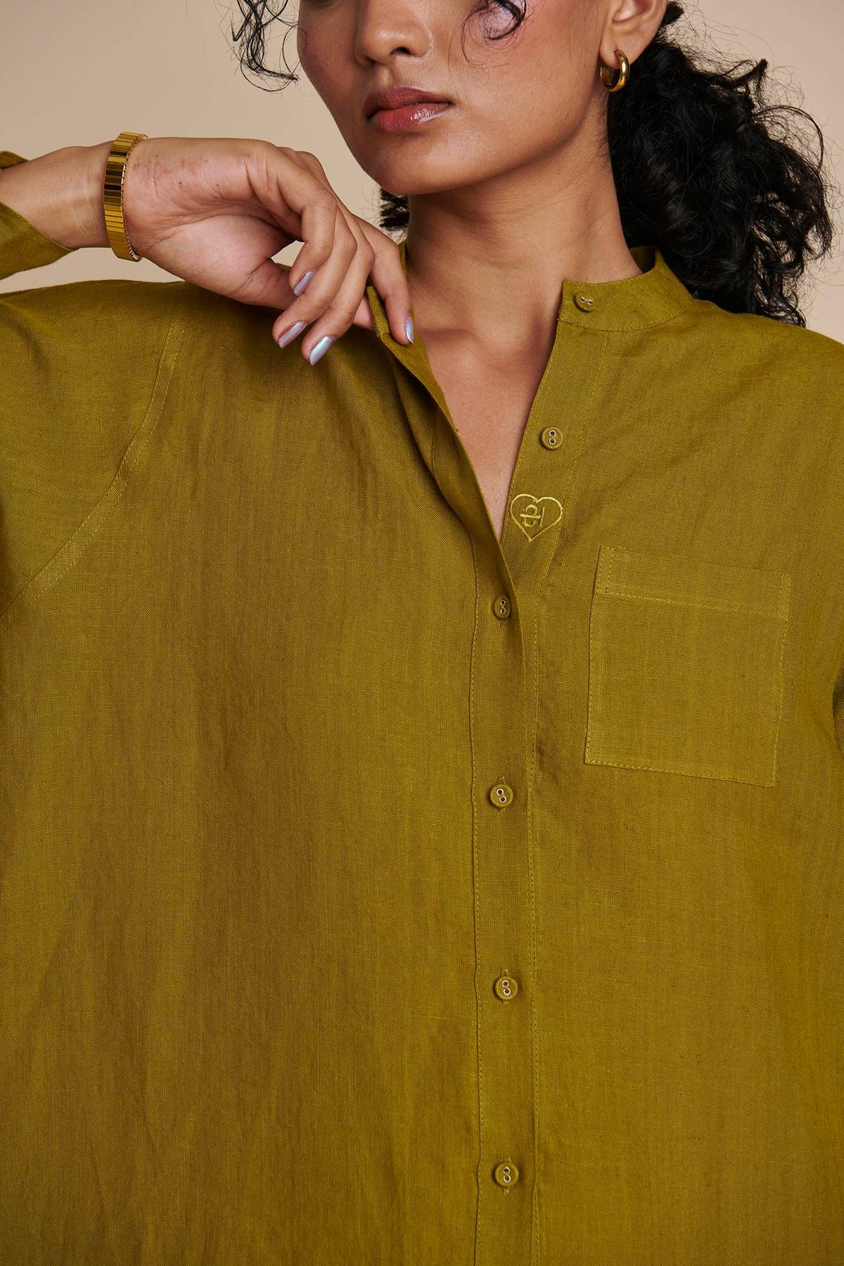 Mehendi Linen Shirt Dress - image 6