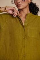 Mehendi Linen Shirt Dress view 6