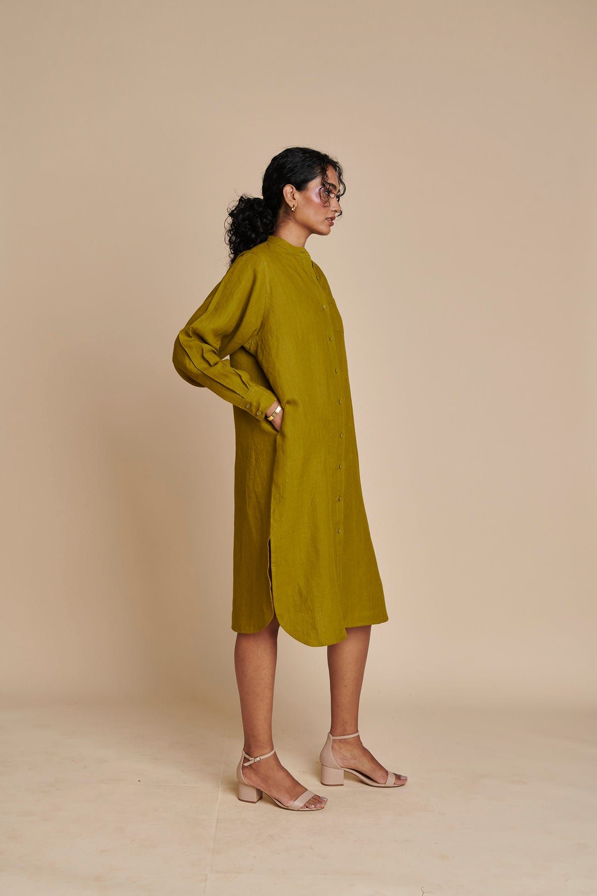 Mehendi Linen Shirt Dress - image 7