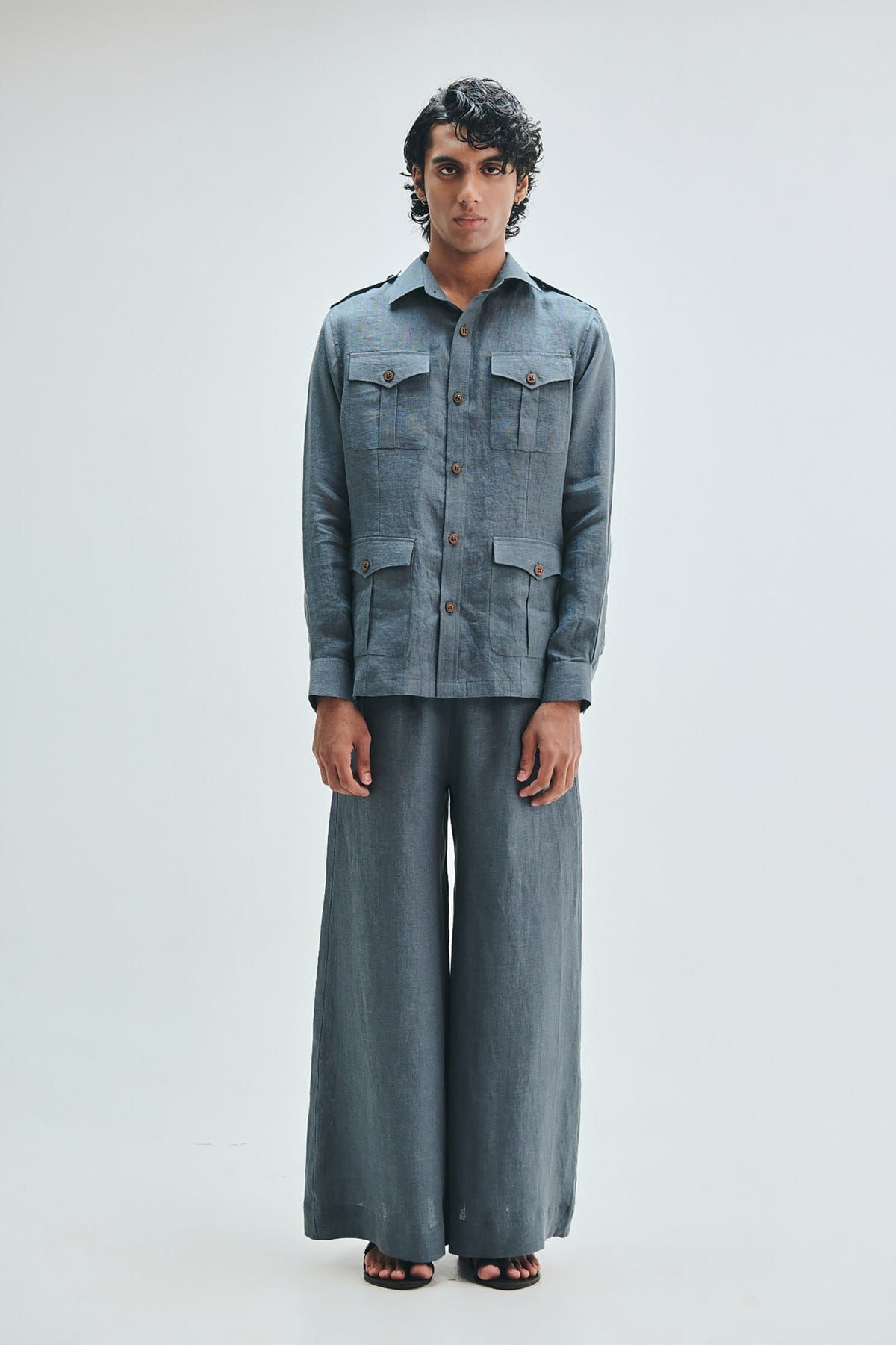 Slate Linen Men's Safari Overshirt - image 2
