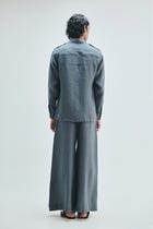 Slate Linen Men's Safari Overshirt view 3