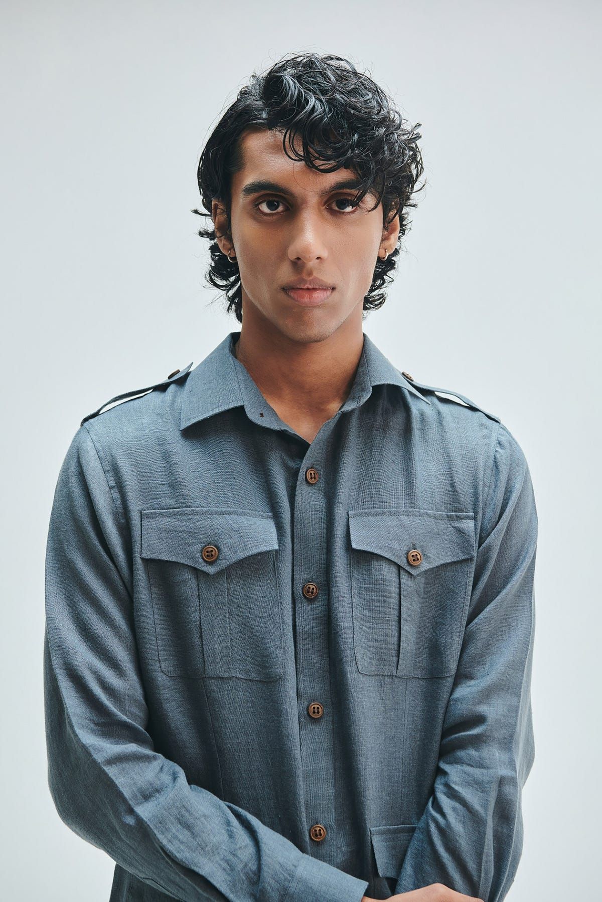Slate Linen Men's Safari Overshirt - image 4