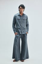 Slate Linen Men's Safari Overshirt view 6