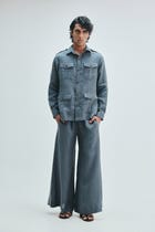 Slate Linen Men's Safari Overshirt view 9