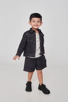 Graphite Linen Denim Boys Jacket Set - Sale view 1