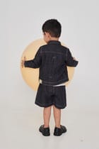 Graphite Linen Denim Boys Jacket Set - Sale view 4