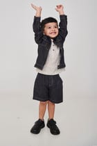 Graphite Linen Denim Boys Jacket Set - Sale view 7