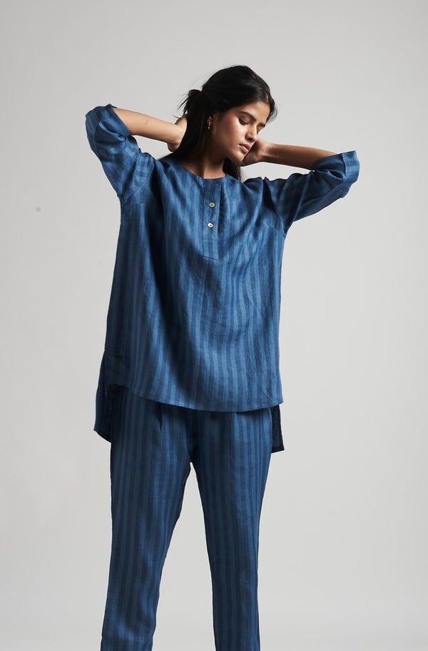 Saphed — Malhar Linen Short Kurta Set - Sale