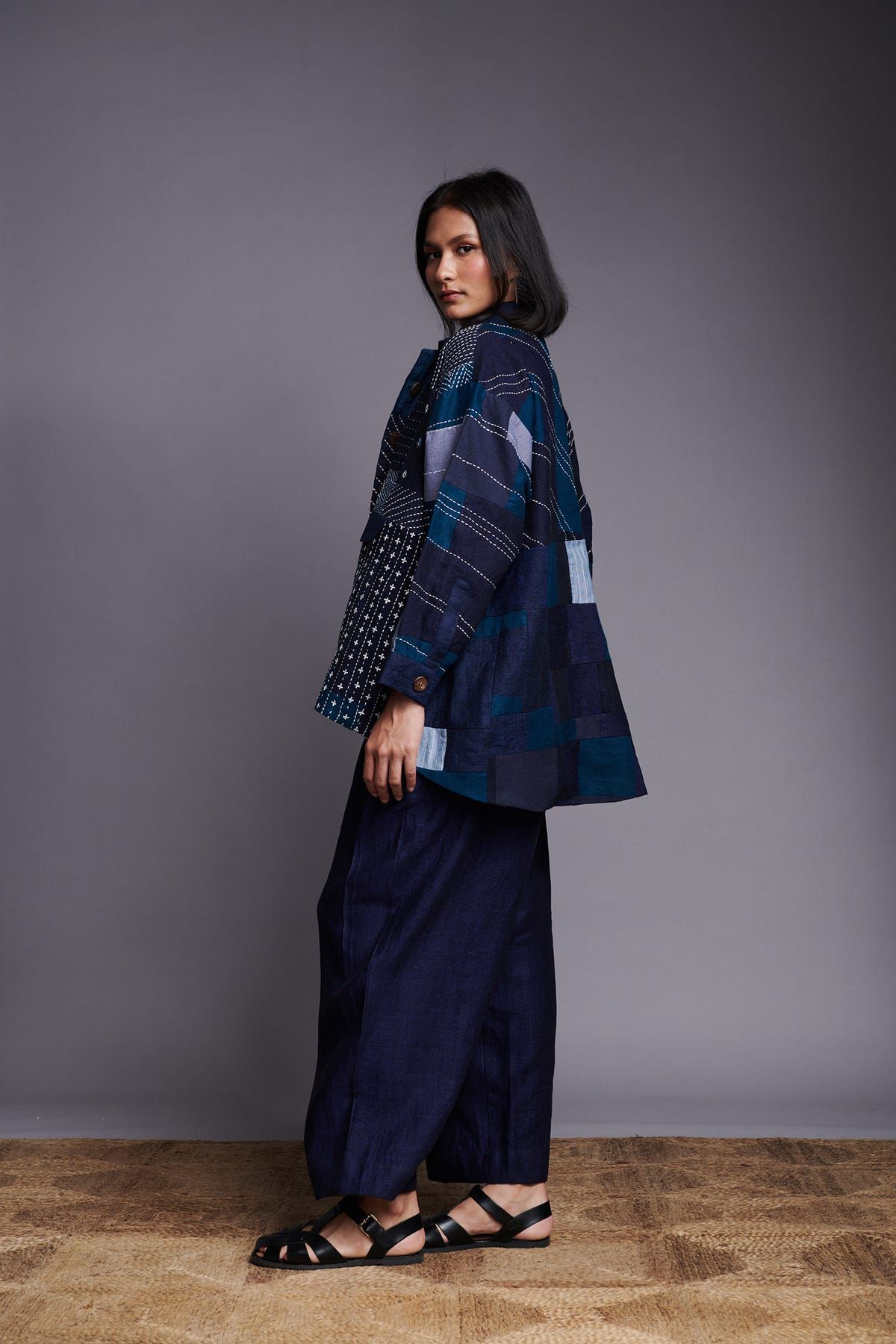Patchwork Linen Kantha Oversized Jacket - image 15