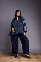 Patchwork Linen Kantha Oversized Jacket view 16