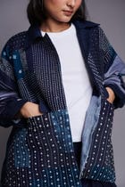 Patchwork Linen Kantha Oversized Jacket view 18