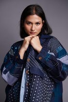 Patchwork Linen Kantha Oversized Jacket view 2