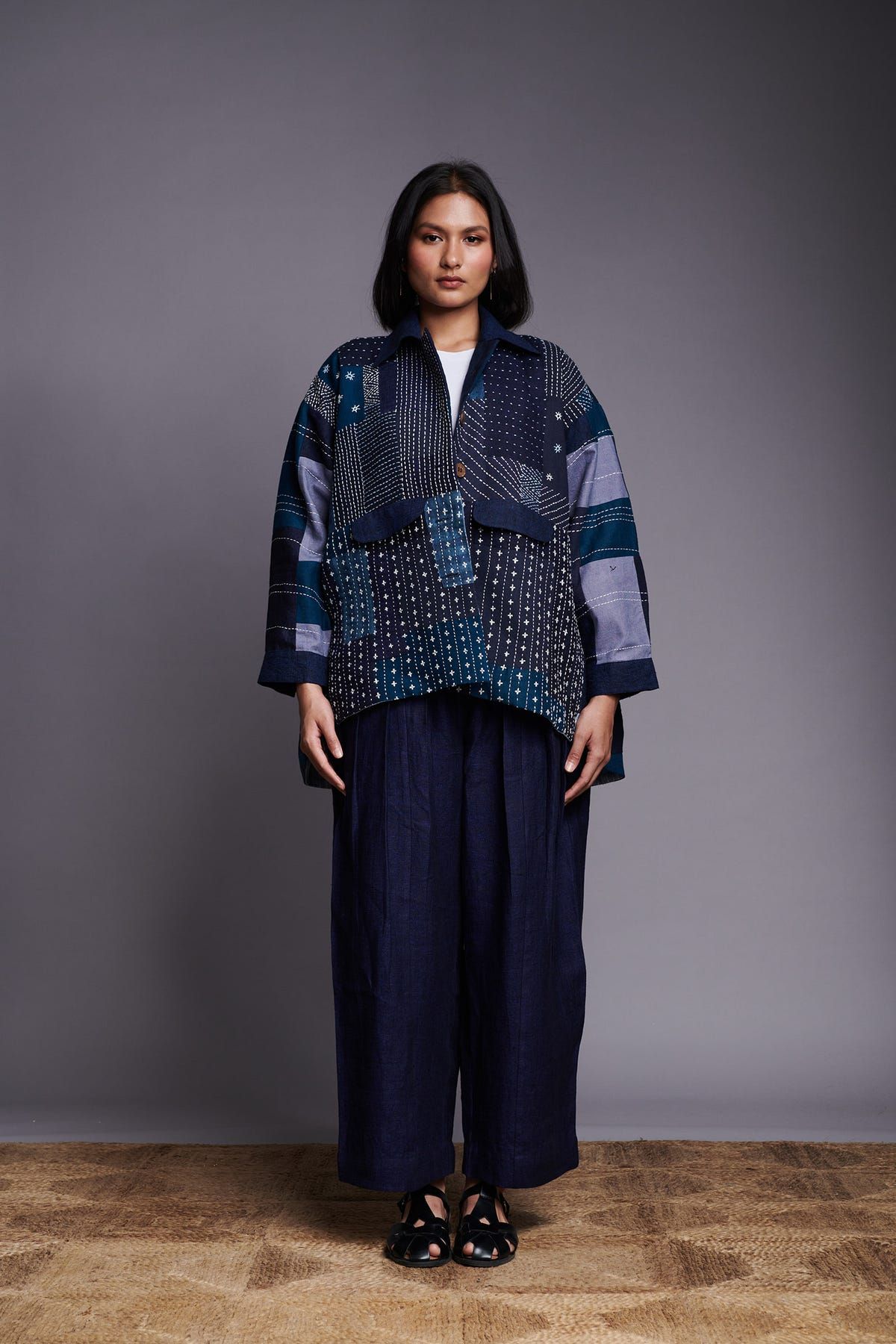 Patchwork Linen Kantha Oversized Jacket - image 10