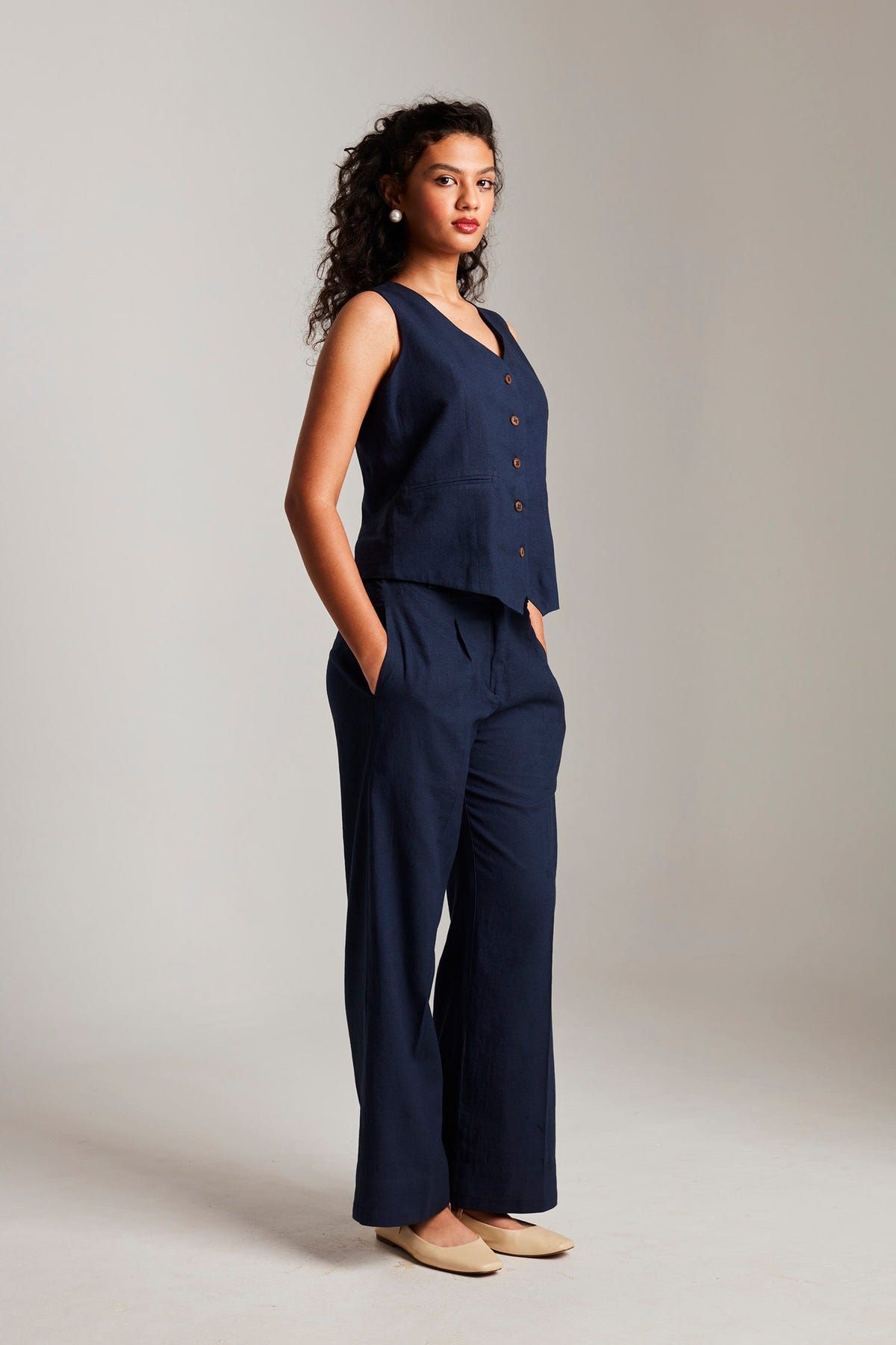 Navy Co-Linen Waistcoat Set - Sale - image 2