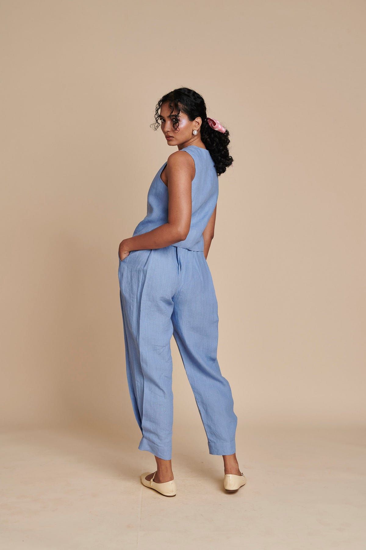 Ashwem Linen Side Pleated Pants - Sale - image 2