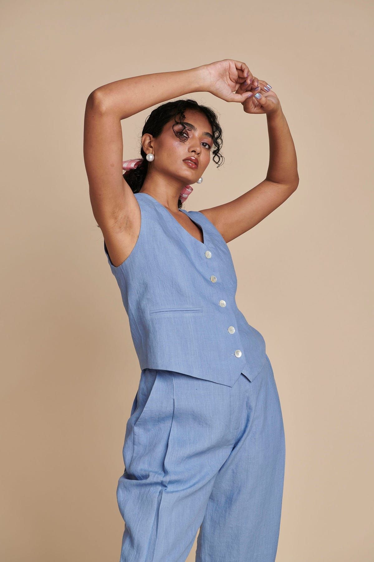 Ashwem Linen Side Pleated Pants - Sale - image 4